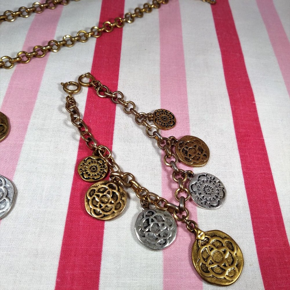 Stunning Vintage cabi Fall 2015 3pc Tile Coin Silver & Gold Necklace in Box! ♥ - Picture 7 of 15